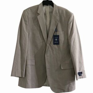 Croft & Barrow Essential Sport Coat Mens 44L Classic Fit Tan Microcheck 2 Button